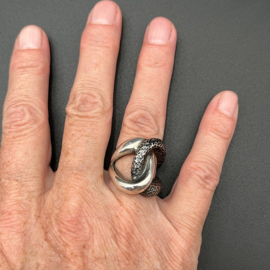 Bright and Textured, Oxidized Silver RingBORARINGS