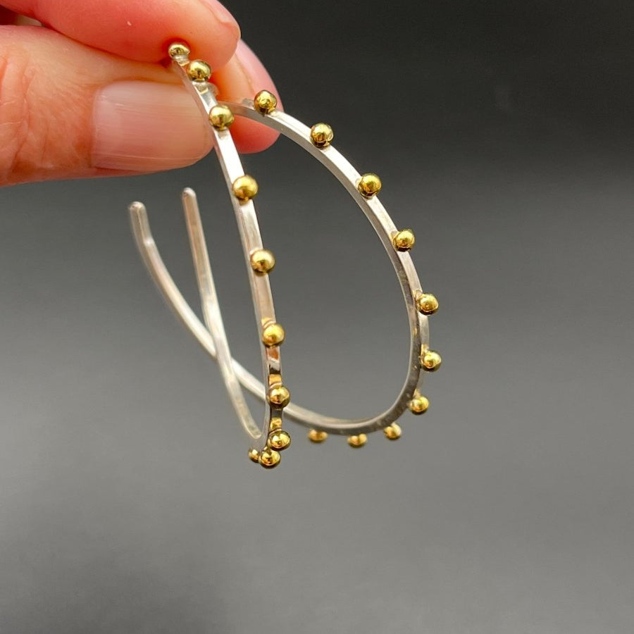 Bright Silver & Bronze Dot Earrings - 2” diameterBORAEARRINGS