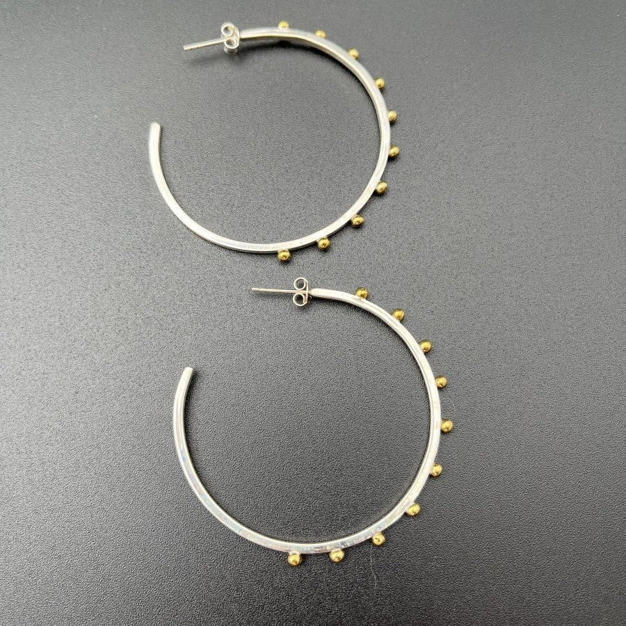 Bright Silver & Bronze Dot Earrings - 2” diameterBORAEARRINGS