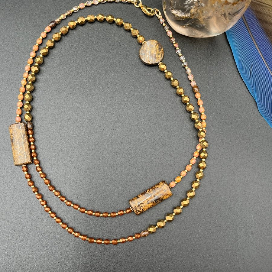 Bronzeite + Firepolished Beads NecklaceDebra PyeattNECKLACES