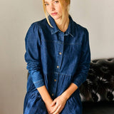 Button Down Babydoll Ruffle Denim Dress – Classic BlueLara DaisyDRESS