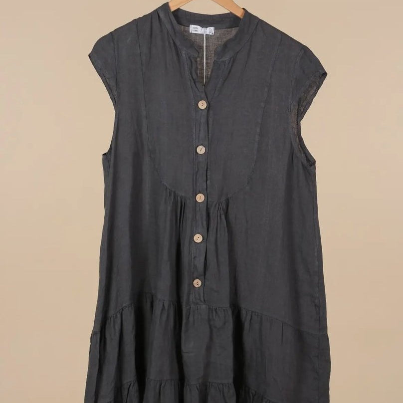 Cap Sleeve Linen Short Dress: two colorsla maison des fibres naturellesDRESS