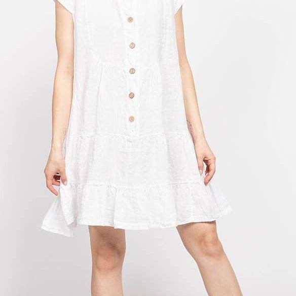 Cap Sleeve Linen Short Dress: two colorsla maison des fibres naturellesDRESS