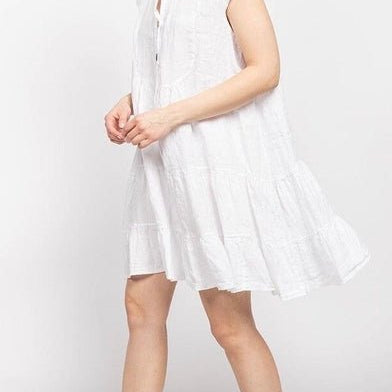 Cap Sleeve Linen Short Dress: two colorsla maison des fibres naturellesDRESS