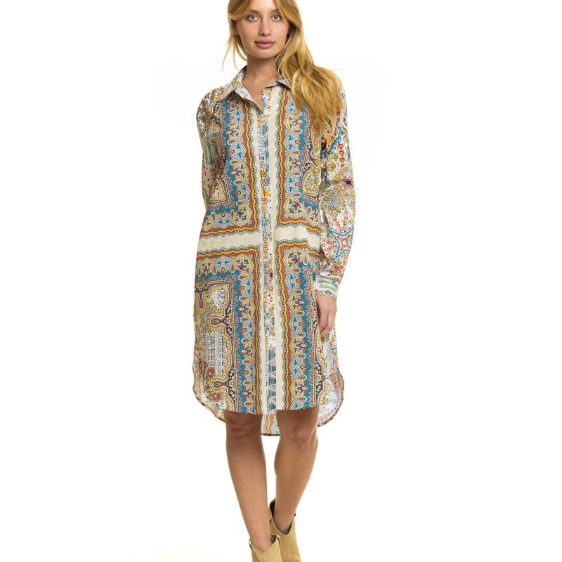 Caramel Lou Print Button Down Midi DressTolaniDRESS