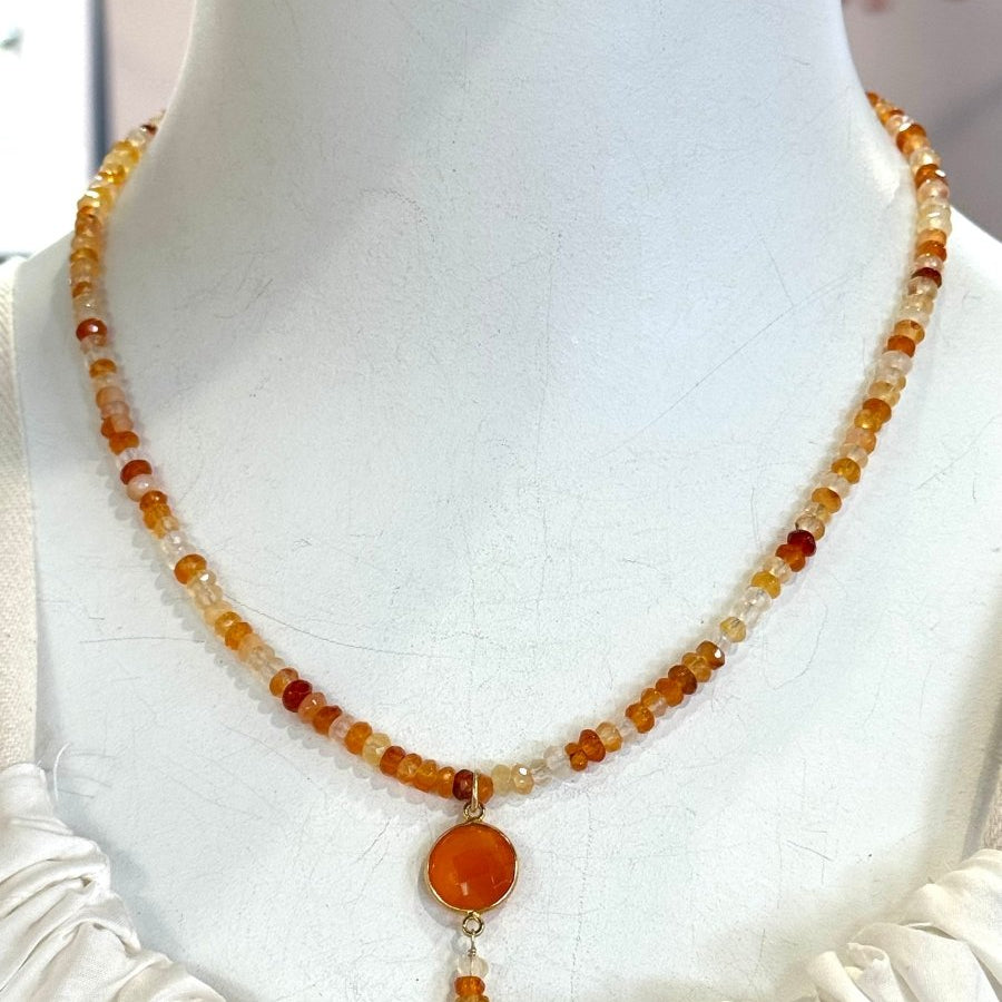 Carnelian Connector With Multi Carnelian Rondelles Short NecklaceBeth ZinkNECKLACES