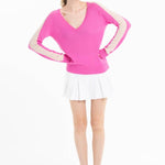 Cashmere V - neck Sweater: Barbie pink with Nude StripeSTUDIO CASHMERE8SWEATER