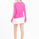 Cashmere V - neck Sweater: Barbie pink with Nude StripeSTUDIO CASHMERE8SWEATER