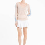 Cashmere V - Neck Sweater – Peau/BleuSTUDIO CASHMERE8SWEATER