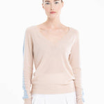 Cashmere V - Neck Sweater – Peau/BleuSTUDIO CASHMERE8SWEATER