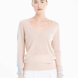 Cashmere V - Neck Sweater – Peau/BleuSTUDIO CASHMERE8SWEATER