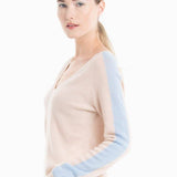 Cashmere V - Neck Sweater – Peau/BleuSTUDIO CASHMERE8SWEATER