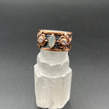 Chalcedony and CZs Encircle the Band of Oxidized SilverBORARINGS