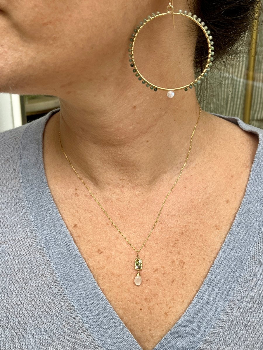 Chrysoprase, Austraian Sapphire & Larimar with White Moonstone NecklaceMichelle PresslerNECKLACES