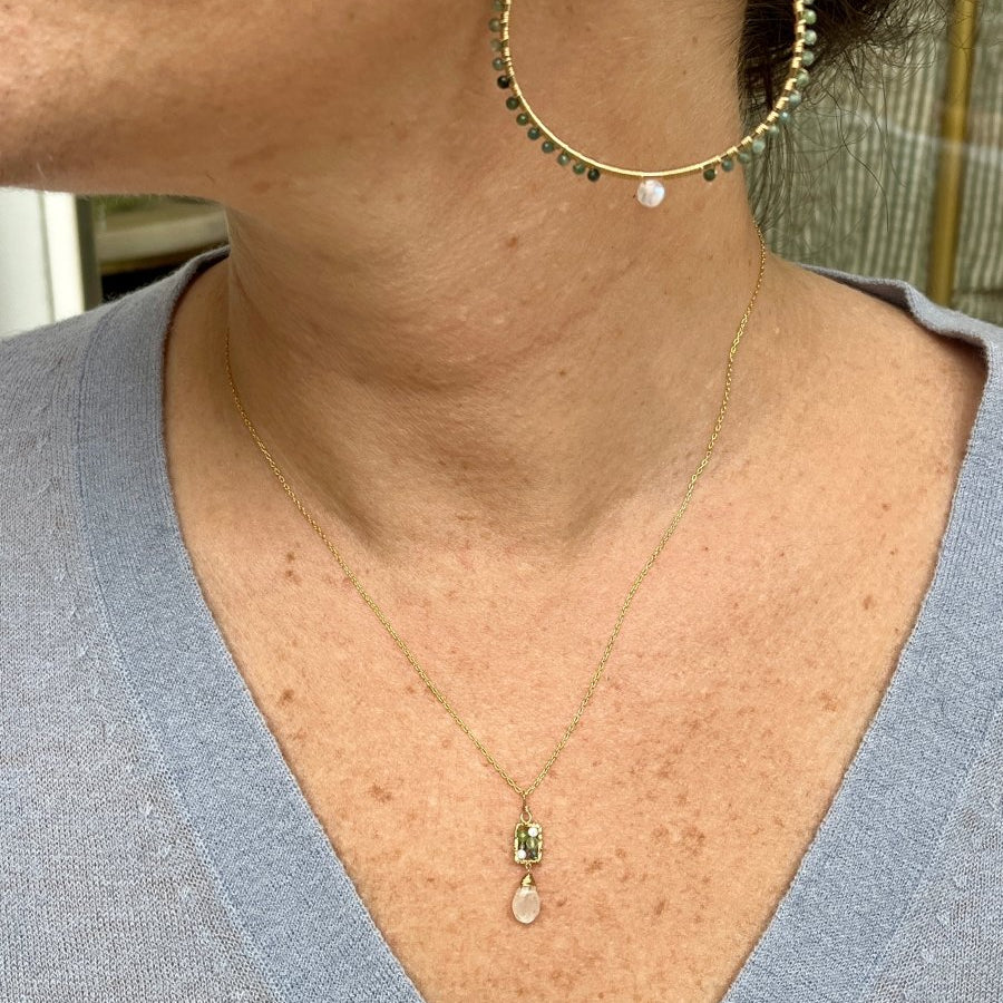Chrysoprase, Austraian Sapphire & Larimar with White Moonstone NecklaceMichelle PresslerNECKLACES