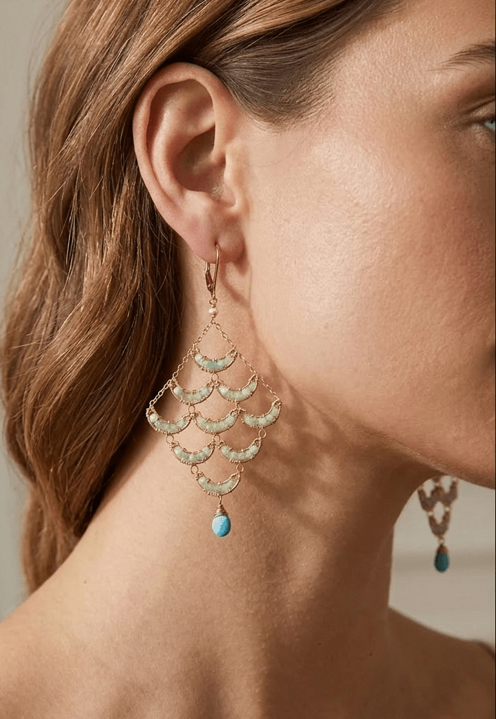 Chrysoprase Cascade with Turquoise Drop EarringsMichelle PresslerEARRINGS