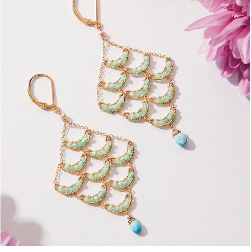 Chrysoprase Cascade with Turquoise Drop EarringsMichelle PresslerEARRINGS