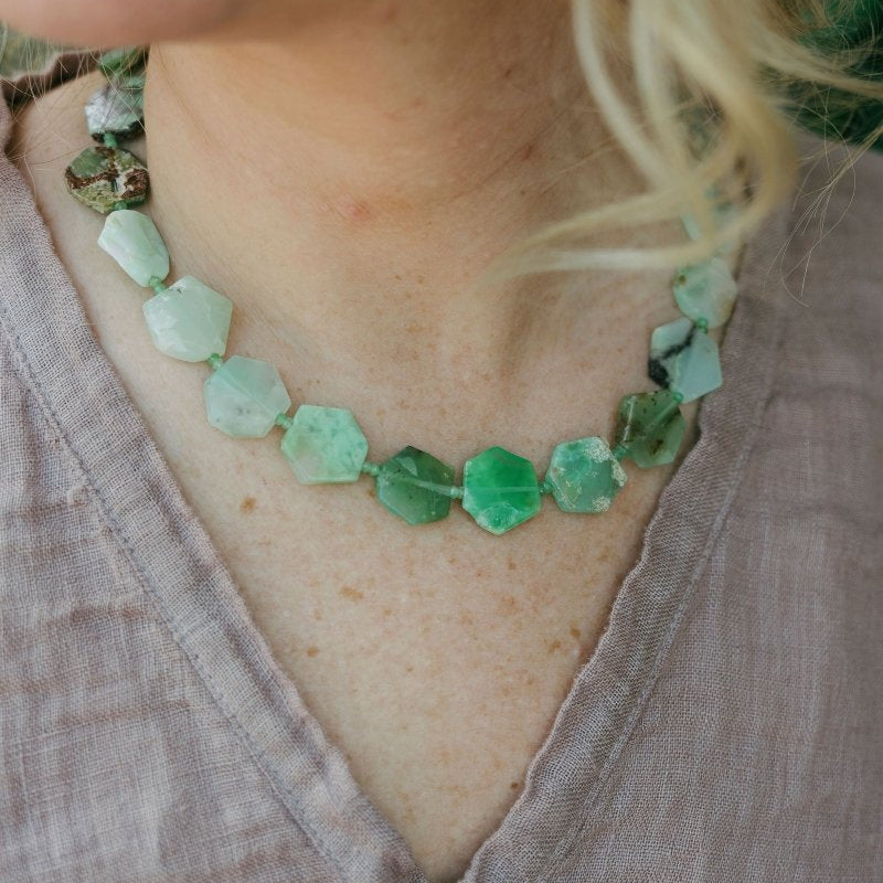 Chrysoprase Hexagon Gemstone NecklaceBeth ZinkNECKLACES