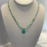 Chrysoprase Pendant With Citrine Center On Mixed Chrysoprase Rondelles NecklaceBeth ZinkNECKLACES
