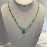 Chrysoprase Pendant With Citrine Center On Mixed Chrysoprase Rondelles NecklaceBeth ZinkNECKLACES