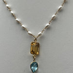 Citrine & Blue Topaz on Pearl NecklaceBeth ZinkNECKLACES