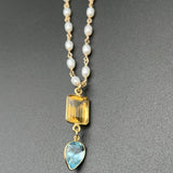 Citrine & Blue Topaz on Pearl NecklaceBeth ZinkNECKLACES