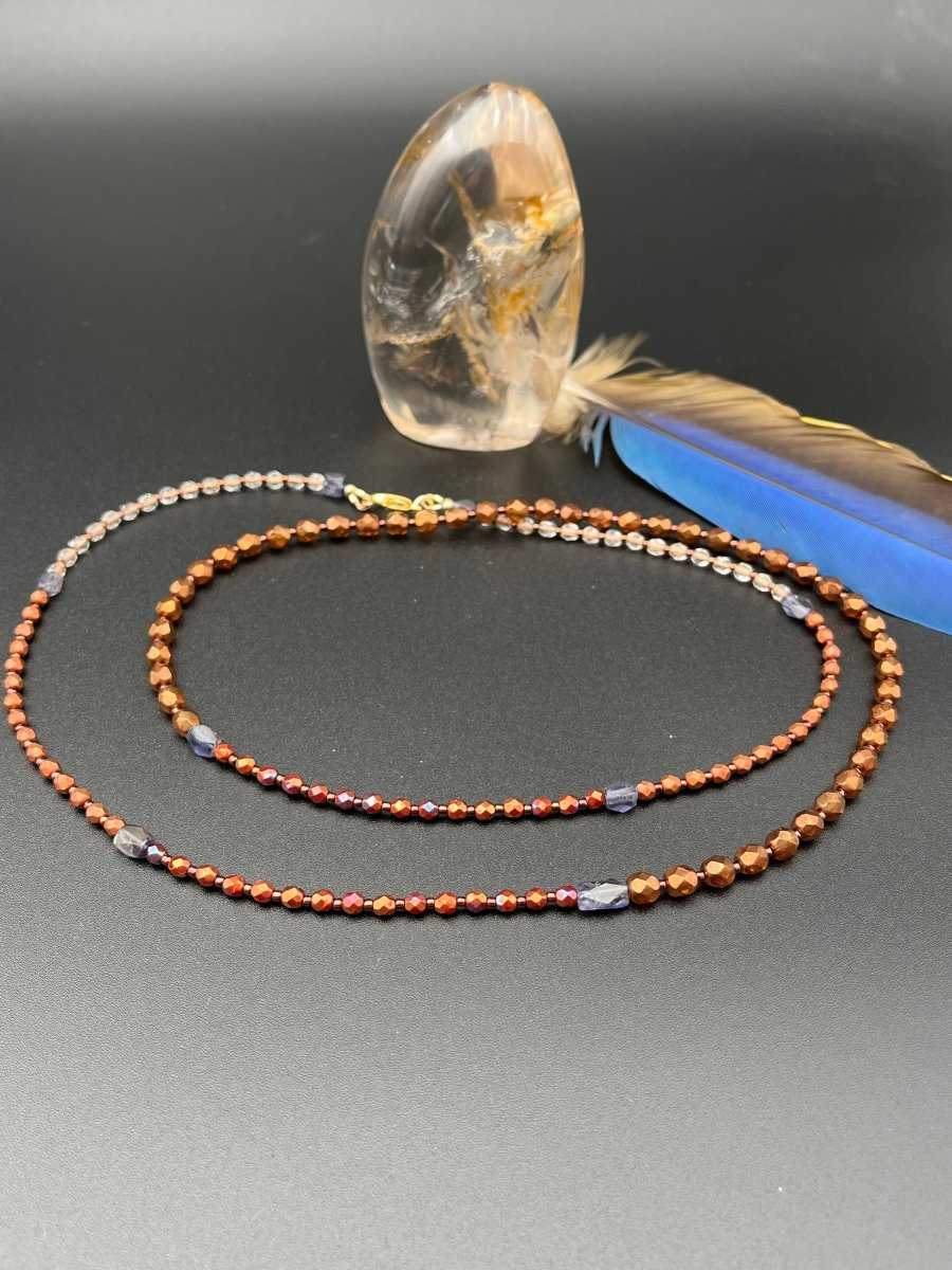 Copper Czech & Iolite Necklace – 36”Debra PyeattNECKLACES