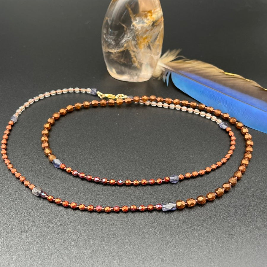 Copper Czech & Iolite Necklace – 36”Debra PyeattNECKLACES