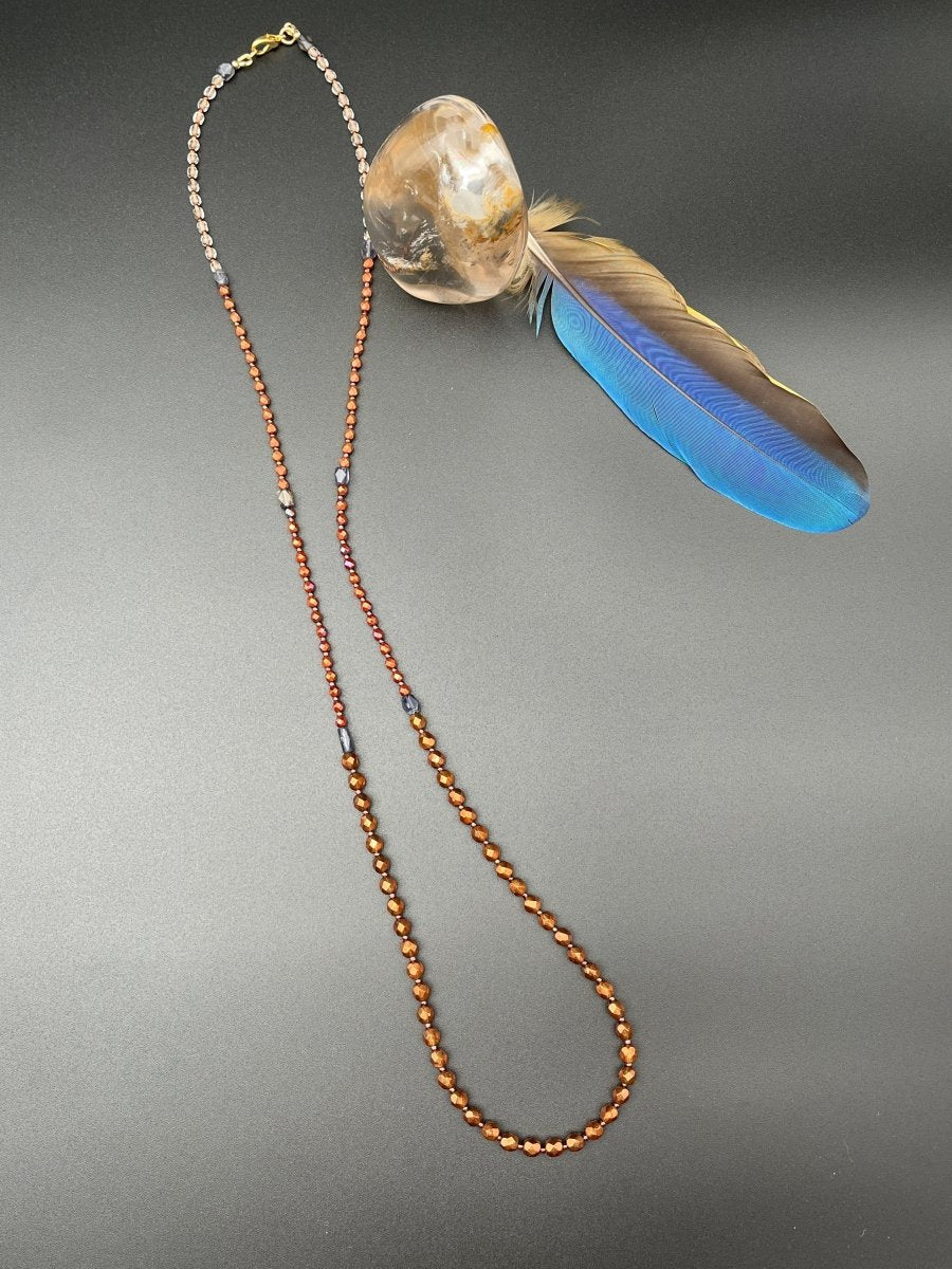 Copper Czech & Iolite Necklace – 36”Debra PyeattNECKLACES