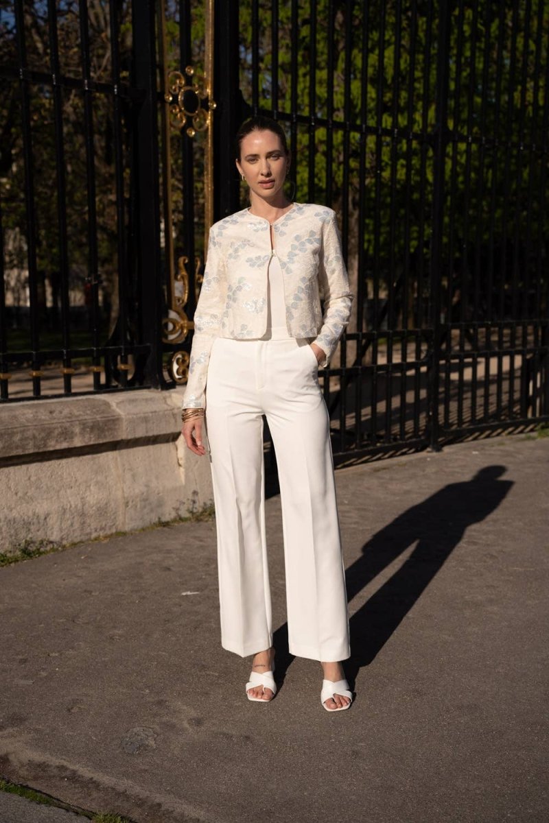 Cream with floral pattern sequined jacket - EcruCHOKLATE PARISjacket