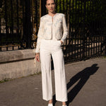 Cream with floral pattern sequined jacket - EcruCHOKLATE PARISjacket