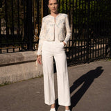 Cream with floral pattern sequined jacket - EcruCHOKLATE PARISjacket
