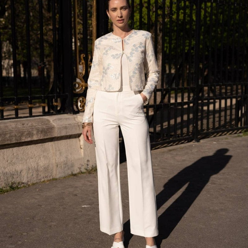 Cream with floral pattern sequined jacket - EcruCHOKLATE PARISjacket