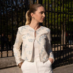 Cream with floral pattern sequined jacket - EcruCHOKLATE PARISjacket