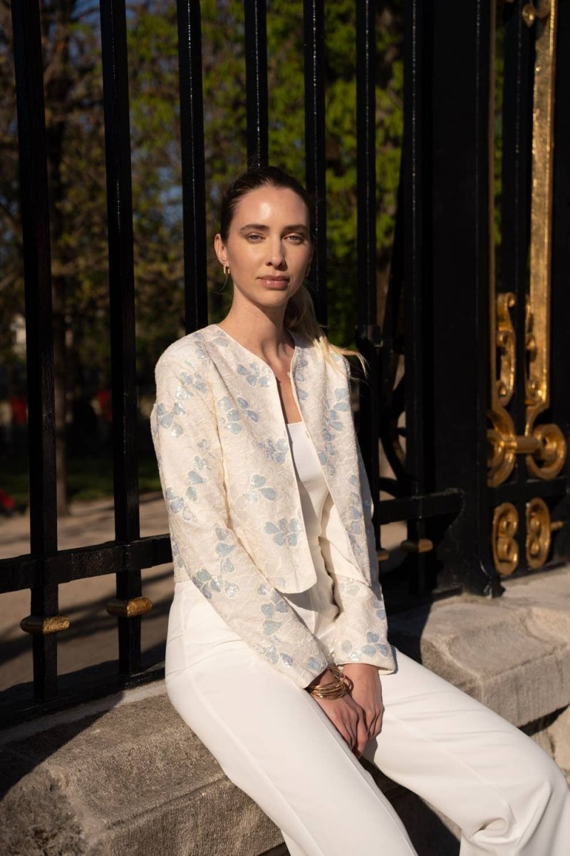 Cream with floral pattern sequined jacket - EcruCHOKLATE PARISjacket