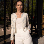 Cream with floral pattern sequined jacket - EcruCHOKLATE PARISjacket