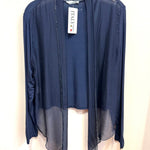 Crop Cardigan with Metallic Trim Accent: Navy / One SizeDance in Pariscardigan