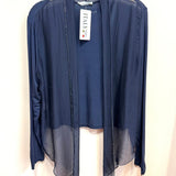 Crop Cardigan with Metallic Trim Accent: Navy / One SizeDance in Pariscardigan