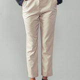 Cropped Straight Leg Side Pocket Trousers: OatmealUrban DaizyBOTTOM