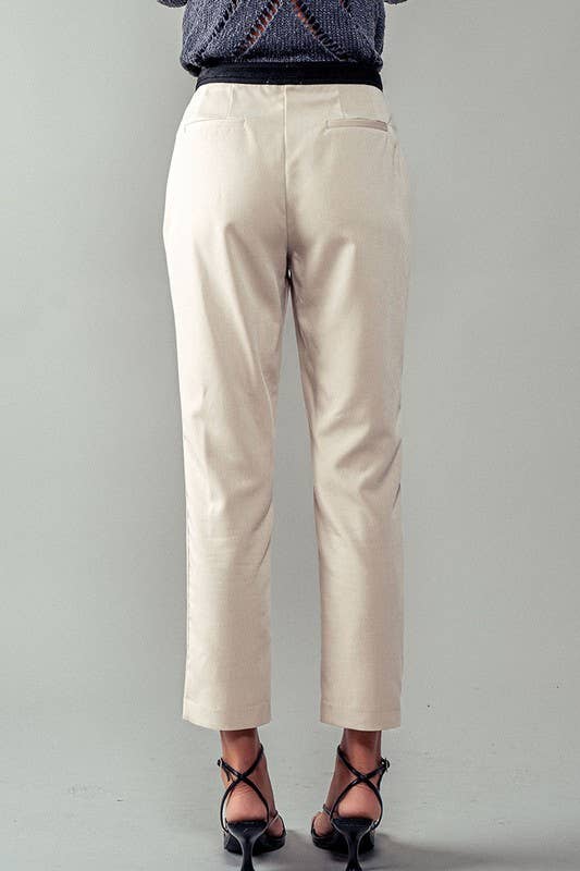 Cropped Straight Leg Side Pocket Trousers: OatmealUrban DaizyBOTTOM