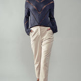 Cropped Straight Leg Side Pocket Trousers: OatmealUrban DaizyBOTTOM