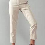 Cropped Straight Leg Side Pocket Trousers: OatmealUrban DaizyBOTTOM