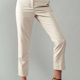 Cropped Straight Leg Side Pocket Trousers: OatmealUrban DaizyBOTTOM
