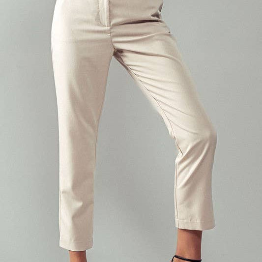 Cropped Straight Leg Side Pocket Trousers: OatmealUrban DaizyBOTTOM