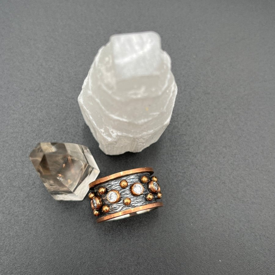Cubic Zirconia on Oxidized Silver BandBORARINGS