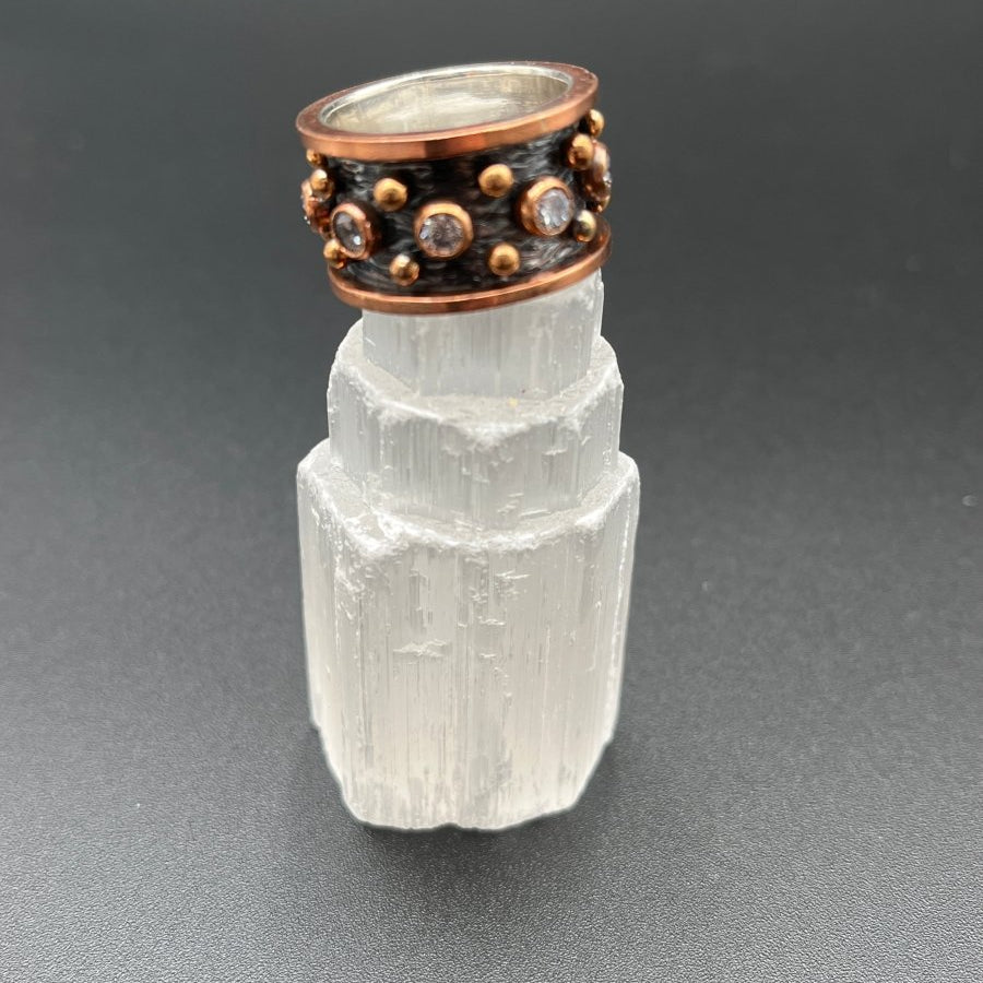 Cubic Zirconia on Oxidized Silver BandBORARINGS