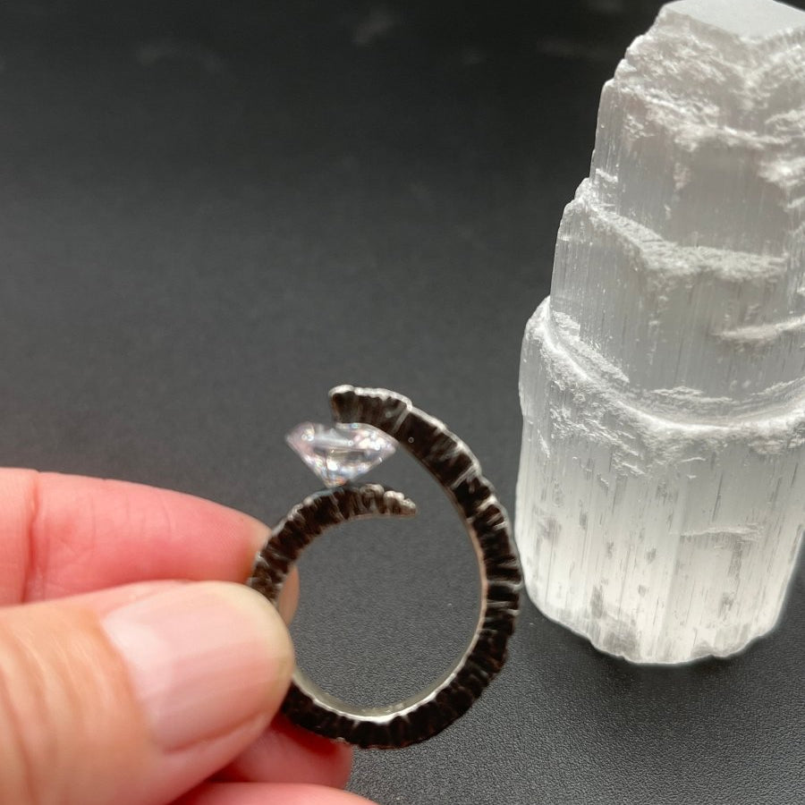 CZ in Textured Oxidized SilverBORARINGS