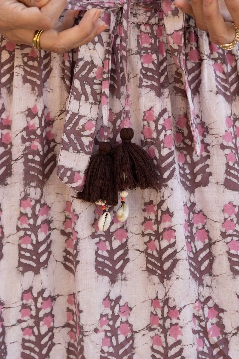 Dabu Block Printed Cotton Matching Set – Jaipur Artisan Work - MauveThe Fox and The MermaidSKIRT