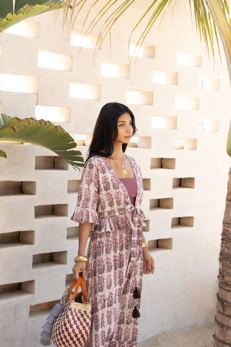 Dabu Block Printed Cotton Matching Set – Jaipur Artisan Work - MauveThe Fox and The MermaidSKIRT