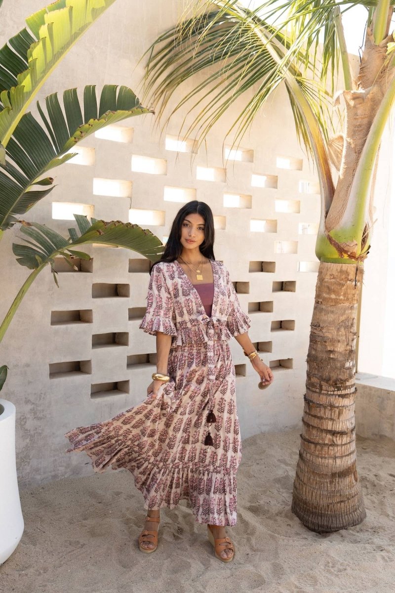 Dabu Block Printed Cotton Matching Set – Jaipur Artisan Work - MauveThe Fox and The MermaidSKIRT
